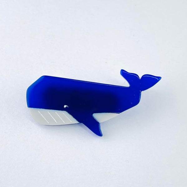 Resin Blue and Grey Whale Brooch.