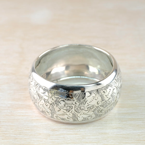 Single Engraved Antique Silver Napkin Ring, Hallmarked Birmingham, 1899