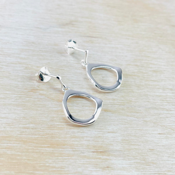 Abstract Polished Sterling Silver Earrings by JB Designs.