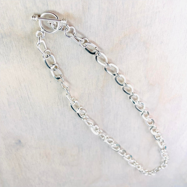 Large-Linked 17 inch Sterling Silver Chain Necklace.