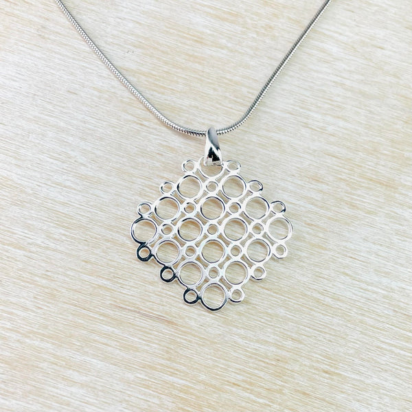 Sterling Silver Circles Grid Pendant.