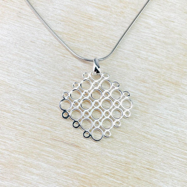 Sterling Silver Circles Grid Pendant.