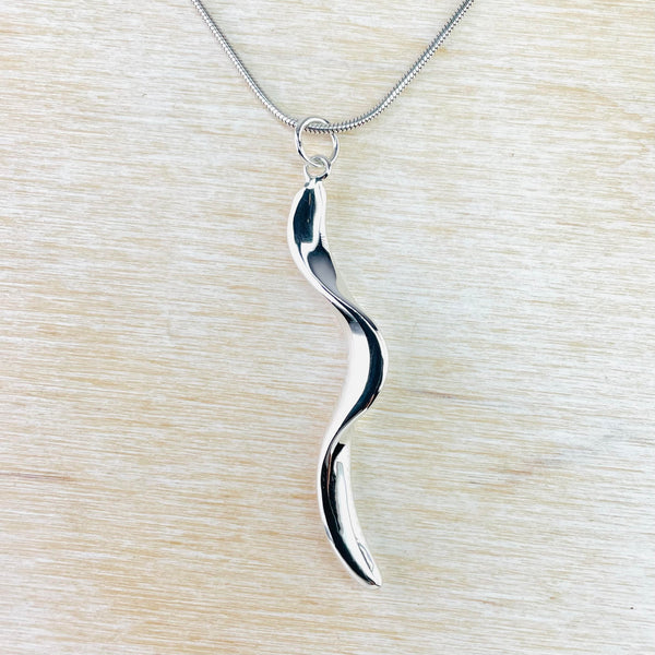 Sterling Silver Twisted Sculptural Form Pendant.