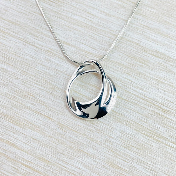 Contemporary Sterling Silver Swirl Pendant.