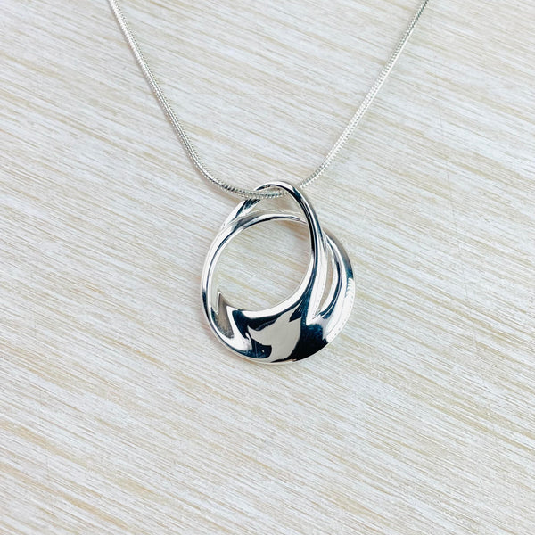 Contemporary Sterling Silver Swirl Pendant.
