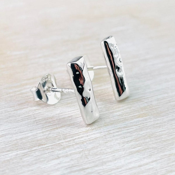 Textured Rectangular Stud Earrings by JB Designs.