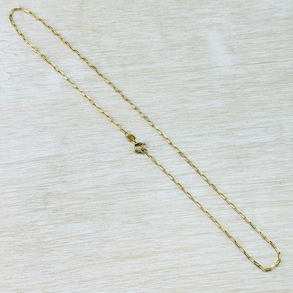 41 cm Yellow Gold Plated Sterling Silver Paper Chain Necklace.
