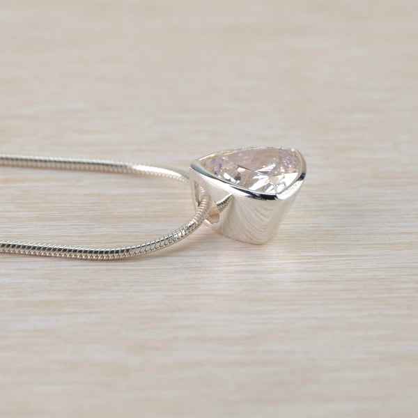 'Trillion' Cut Cz and Sterling Silver Pendant.