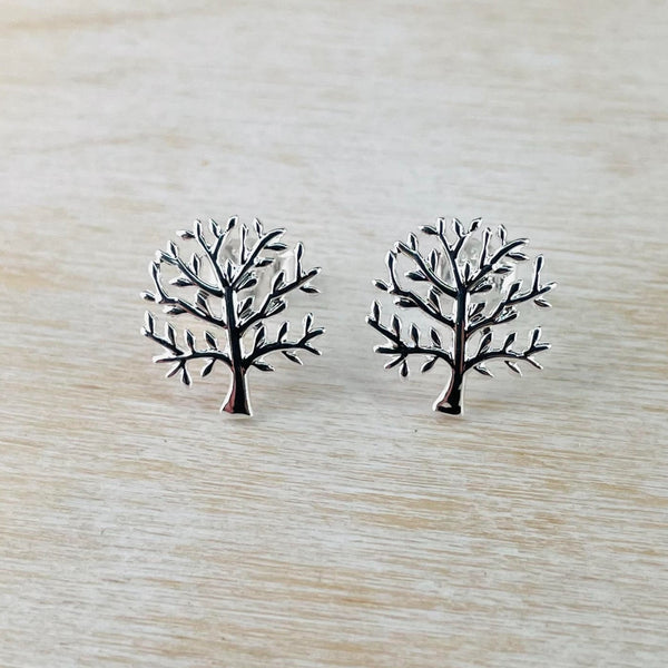 Sterling Silver Winter Tree Stud Earrings.