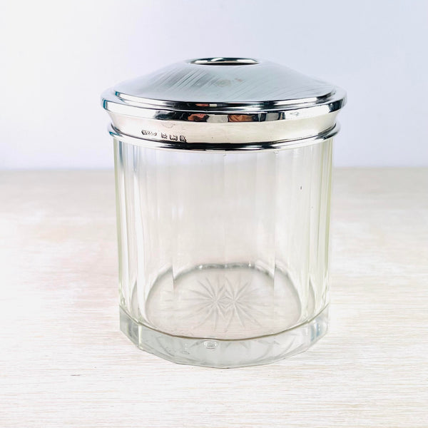 Antique Silver Topped Glass Pot,  Hallmarked in Birmingham, 1922