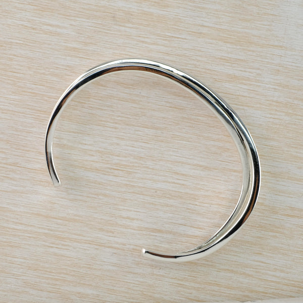 Crossover Sterling Silver Cuff Bangle.