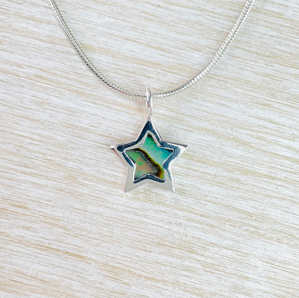 Small Sterling Silver and Abalone Star Pendant.