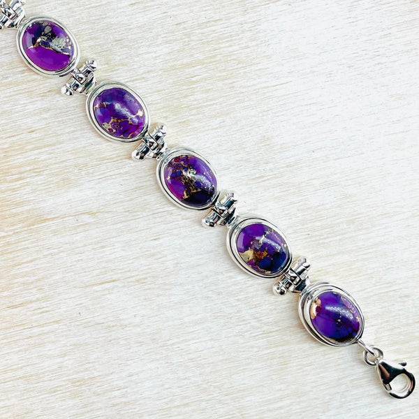 Heavyweight Sterling Silver and Purple Mojave Turquoise Bracelet.
