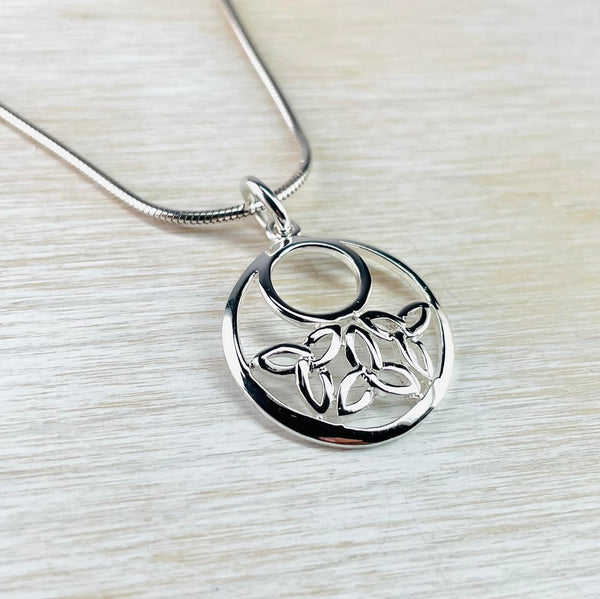 Small Round Celtic Design Sterling Silver Pendant.