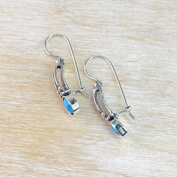 Handmade Long Opal and Sterling Silver Drop Earrings.