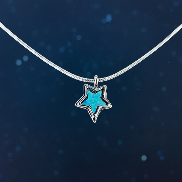 Small Silver and Opal Star Pendant.