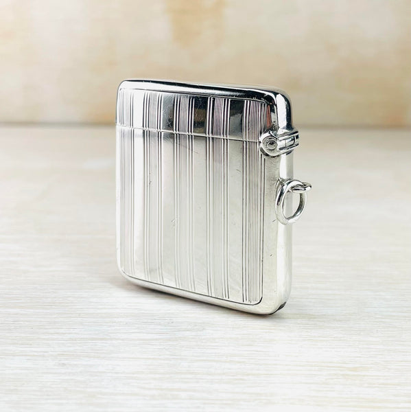 Larger Antique Sterling Silver Vesta Case , Hallmarked Birmingham, 1913
