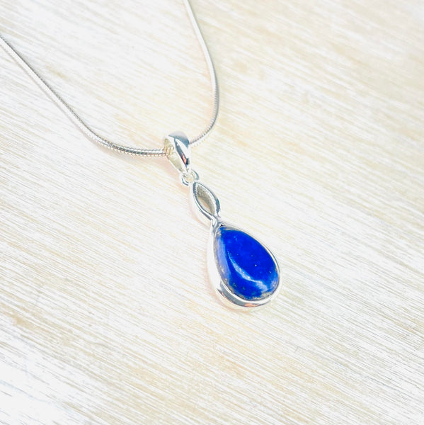 Sterling Silver and Tear Drop Shaped Lapis Lazuli Pendant.