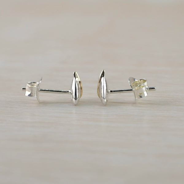 Sterling Silver and Gold Heart Stud Earrings by JB Designs.