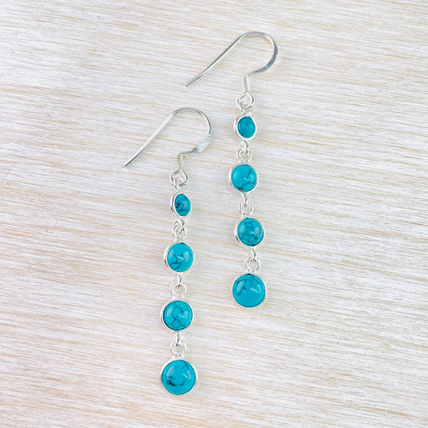 Sterling Silver and Four Stone Turquoise Drop – Smithsonia