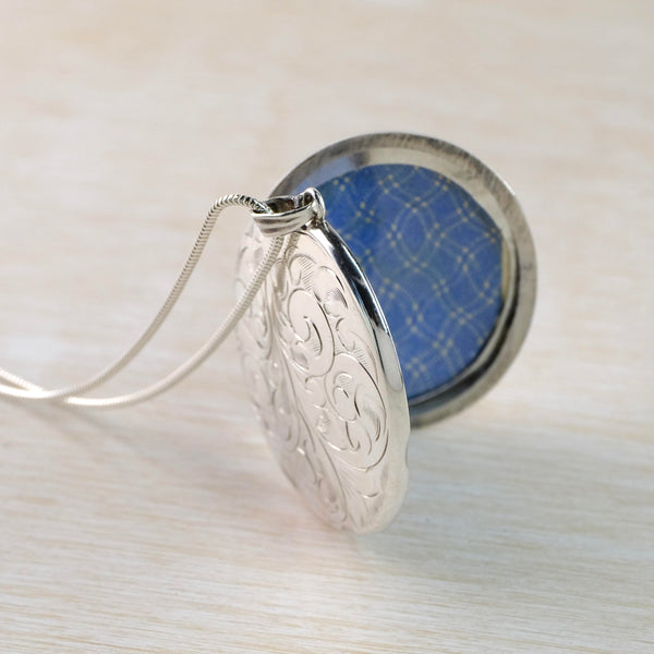 Vintage Sterling SIlver Oval Locket Pendant, Hallmarked Birmingham, 1975