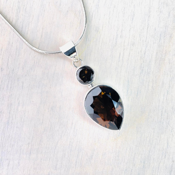 Silver and Smokey Quartz Pendant.