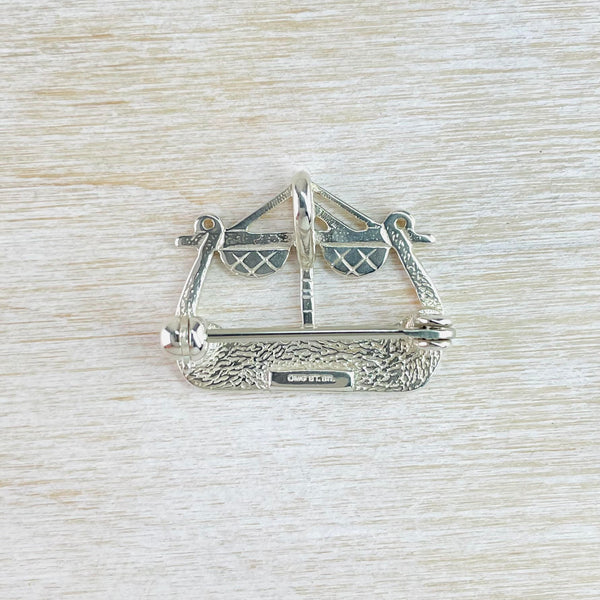 Sterling Silver Viking Longship Brooch by Ola Gorie.