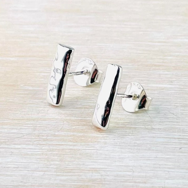 Textured Rectangular Stud Earrings by JB Designs.