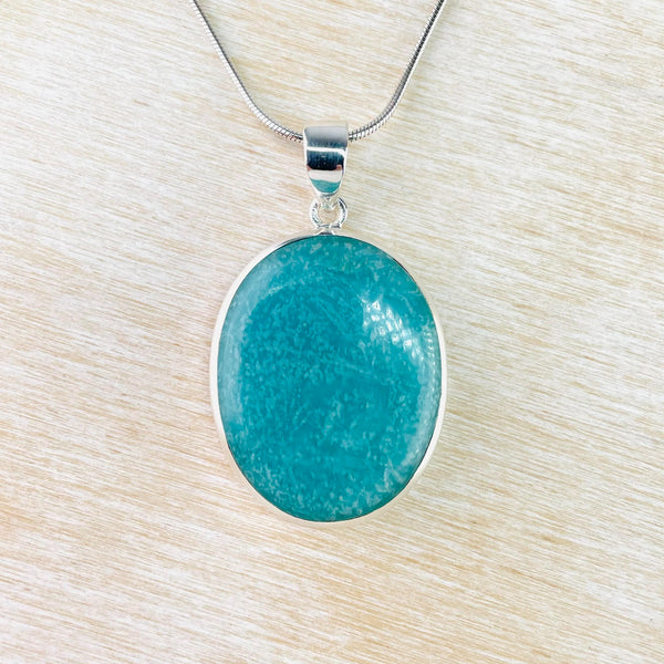Sterling Silver And  Oval Amazonite Pendant.