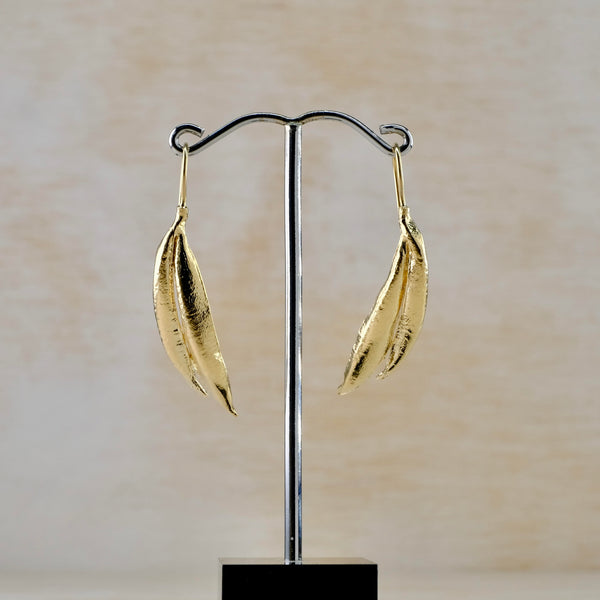 Elegant Gold Plated on Silver Leaf Earrings by JB Designs.