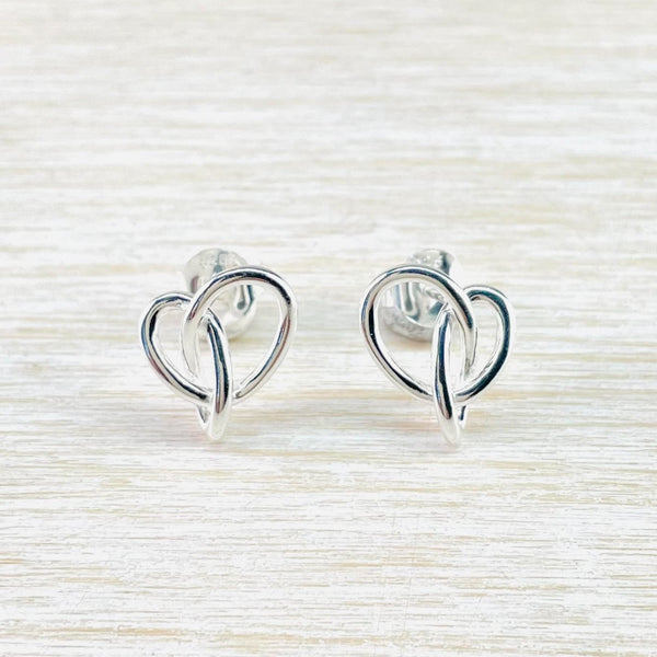 Celtic Design Sterling Silver Heart Stud Earrings by JB Designs.