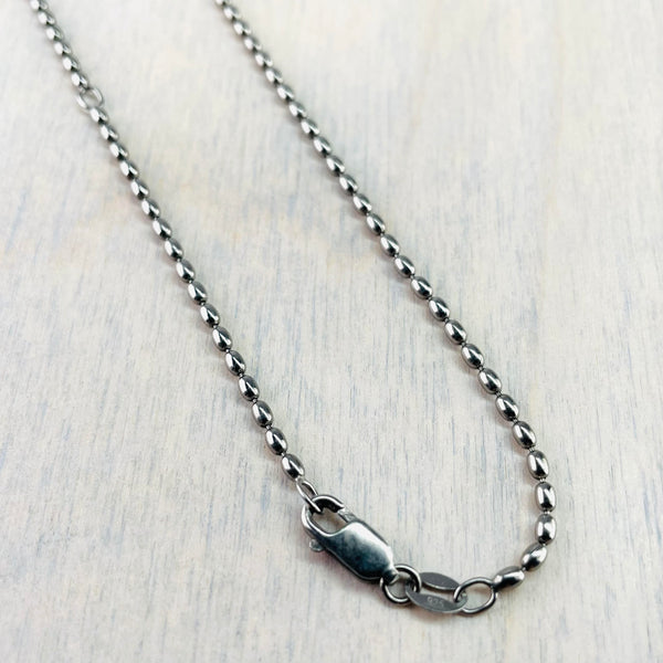 16 - 18 inch Oxidised Sterling Silver 'Bean' Chain.