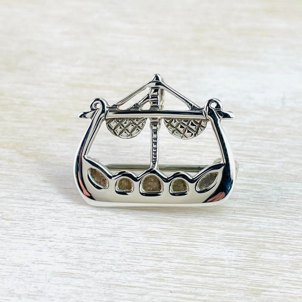 Sterling Silver Viking Longship Brooch by Ola Gorie.