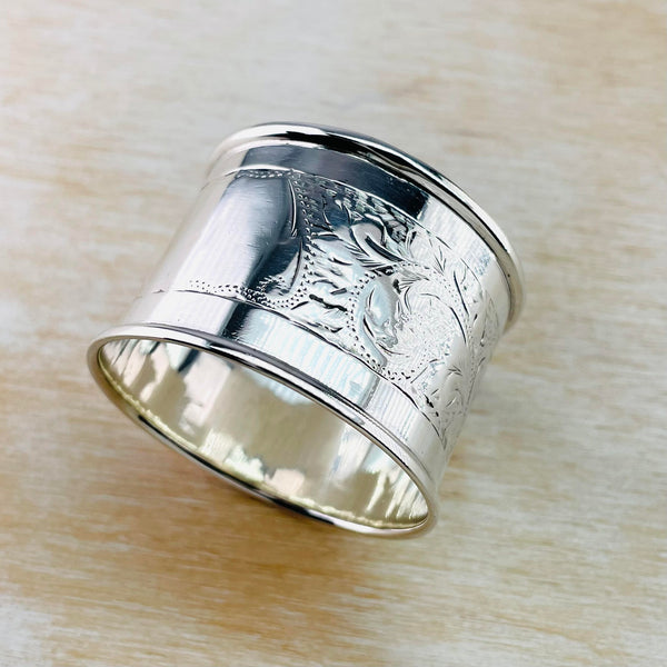 Single Antique Silver Napkin Ring, Hallmarked Chester, 1910.