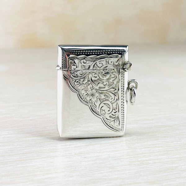 Antique Sterling Silver Vesta Case , Hallmarked Birmingham 1908