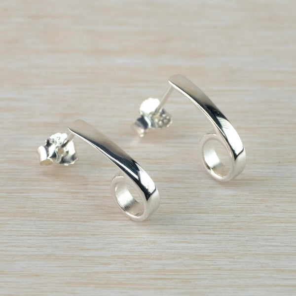Polished Sterling Silver Coil Stud Earrings.