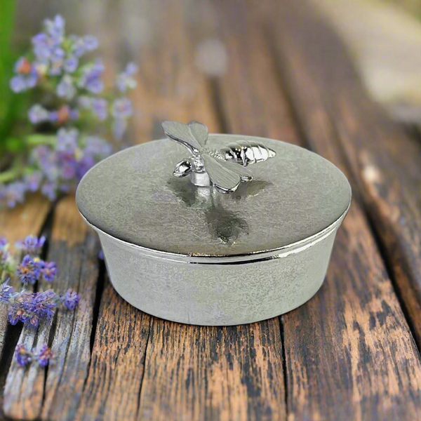 Small Pewter Trinket Box with Bee.