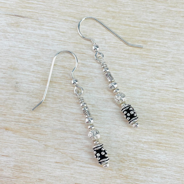 Mixed Texture Sterling Silver Bead Earrings by Emily Merrix.
