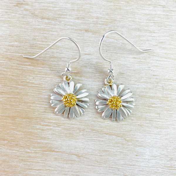 Handmade Medium Sterling Silver Daisy Earrings by Sheena McMaster.