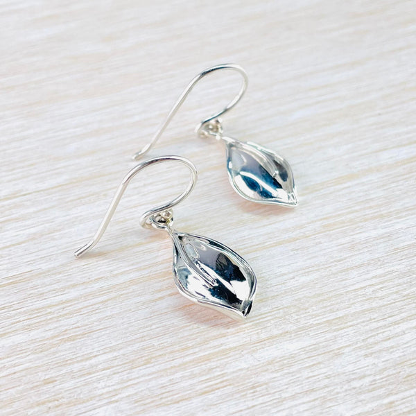 High Polished Sterling Silver 'Leaf' Drop Earrings by JB Designs.