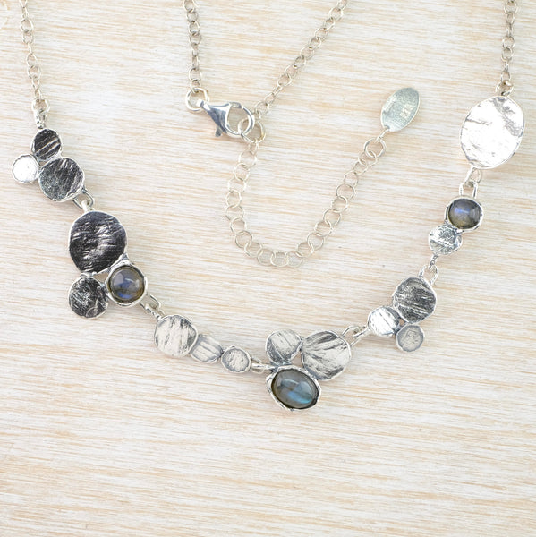 Organic Silver Disc and Labradorite Necklace by JB Designs.