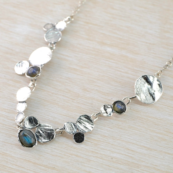 Organic Silver Disc and Labradorite Necklace by JB Designs.