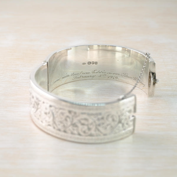 Vintage Silver Bangle Bracelet, Hallmarked in Chester, 1955