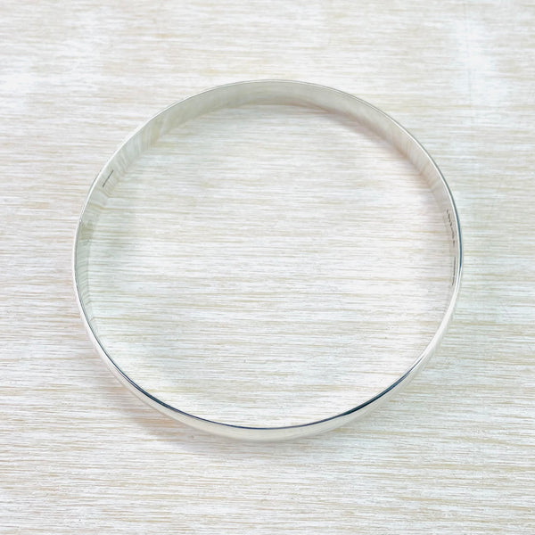 High Polished Round Classic Sterling Silver Bangle.