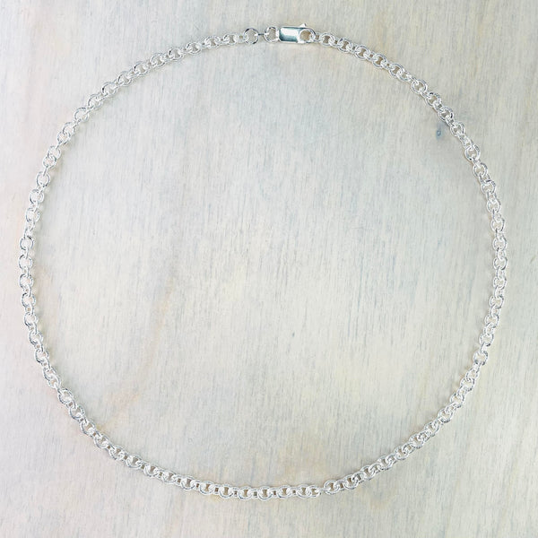 16 inch Textured Sterling Silver Link Chain.