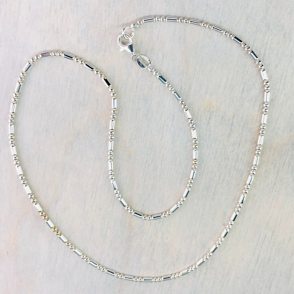 Dot Dot Dash High Polished 18 inch Sterling Silver Chain.