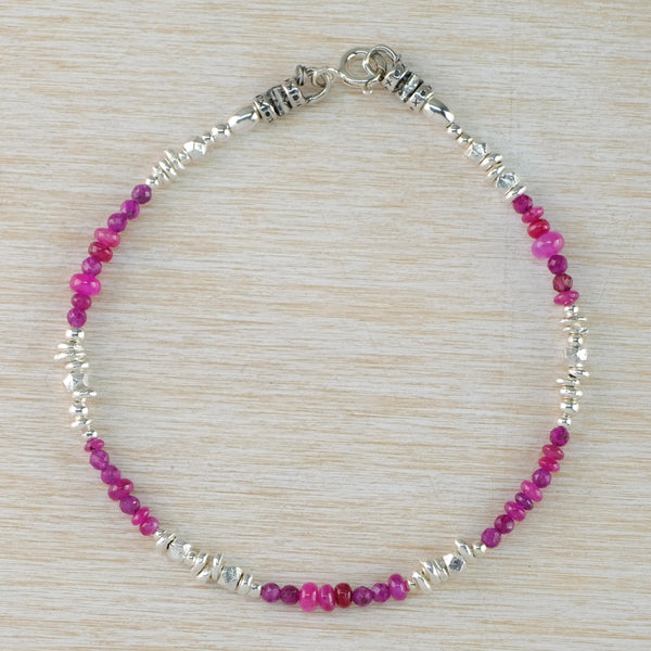 Little Rubies and Silver Beaded Bracelet by Emily Merrix.