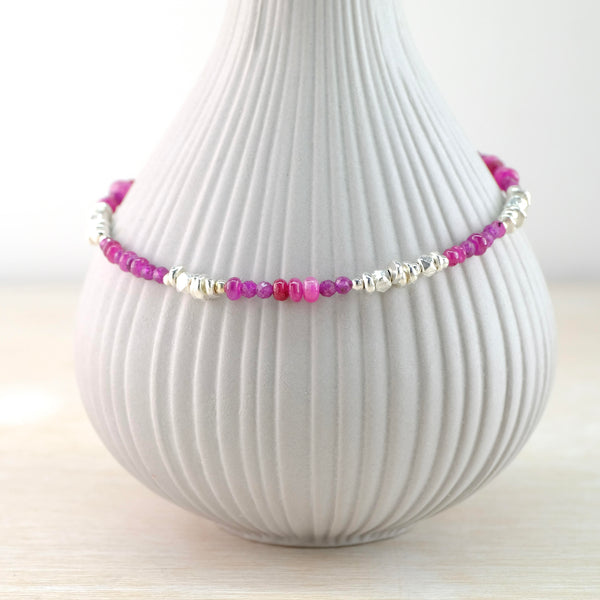 Little Rubies and Silver Beaded Bracelet by Emily Merrix.