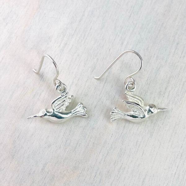 Sterling Silver Bird Drop Earrings.