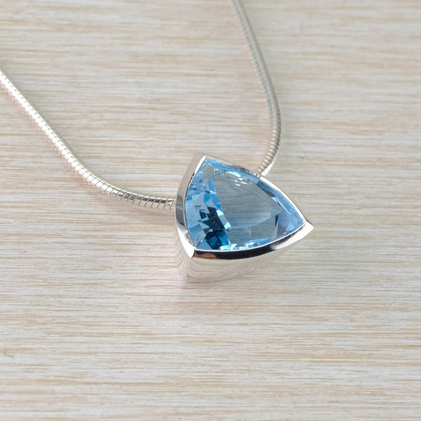 'Trillion' Blue Topaz and Sterling Silver Pendant.